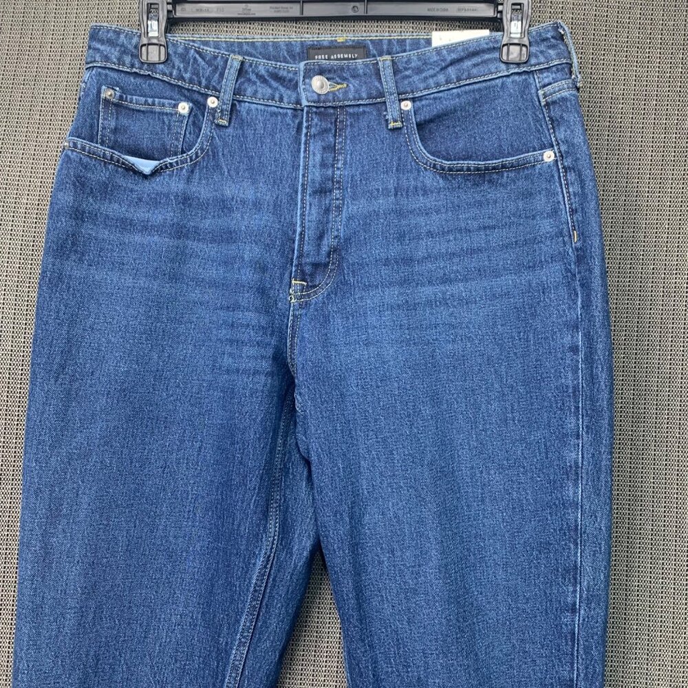 Free Assembly Womens Size 14 Blue Super High Rise Straight Leg Jeans - Picture 9 of 10